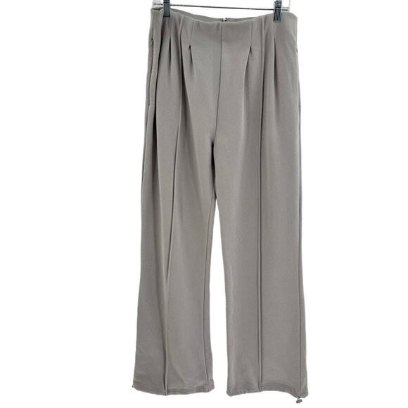 Maniere De Voir Fleece Pants Wide Leg Sz 16 Gray High Waist Jogger - Picture 1 of 10